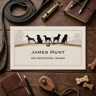 Cartão De Visita Classy Black Gold Dog Trainer Puppy Business Card