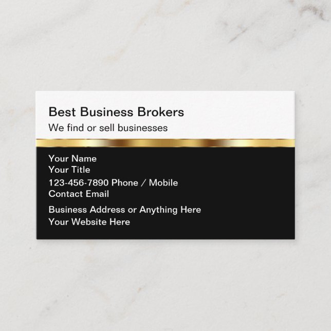 Cartão De Visita Classy Business Broker Marketing Business Cards (Frente)