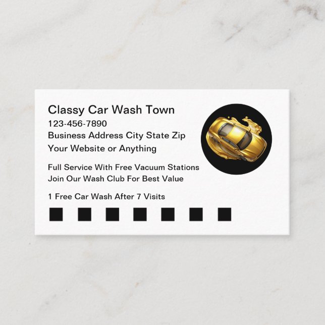 Cartão De Visita Classy Car Wash Theme Business Cards (Frente)