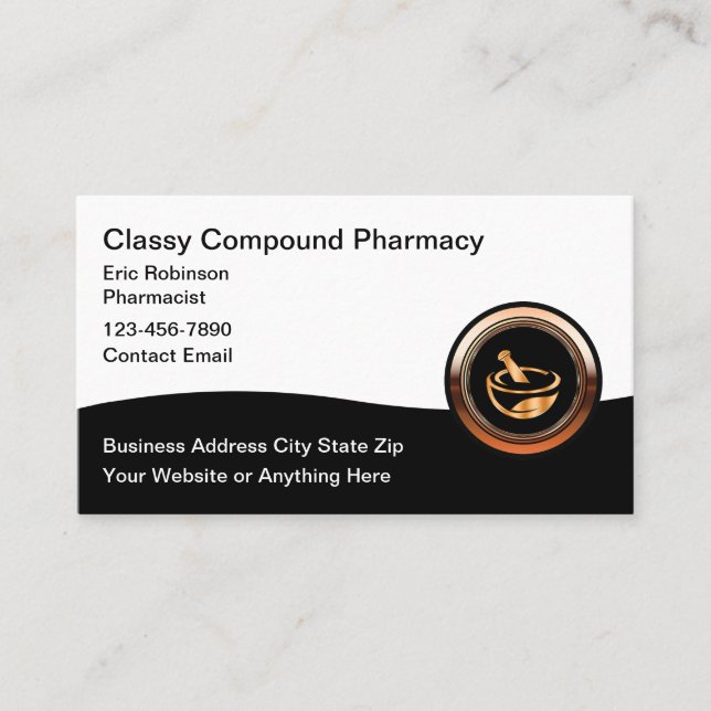Cartão De Visita Classy Compound Pharmacy Business Cards (Frente)
