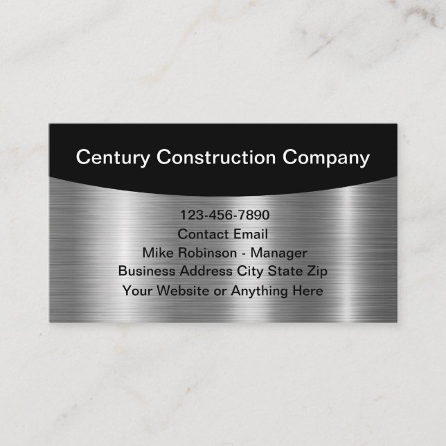 Cartão De Visita Classy Cool Construction Business Profile Cards (Frente)