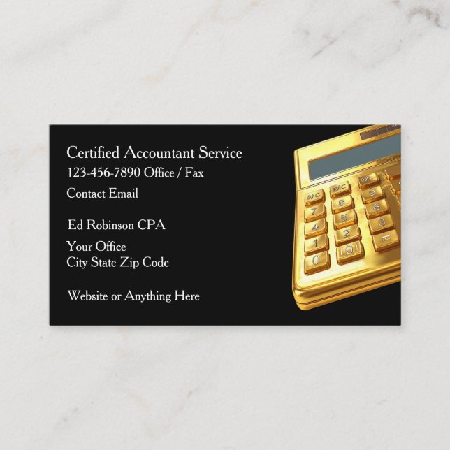 Cartão De Visita Classy CPA Accountant Business Cards (Frente)