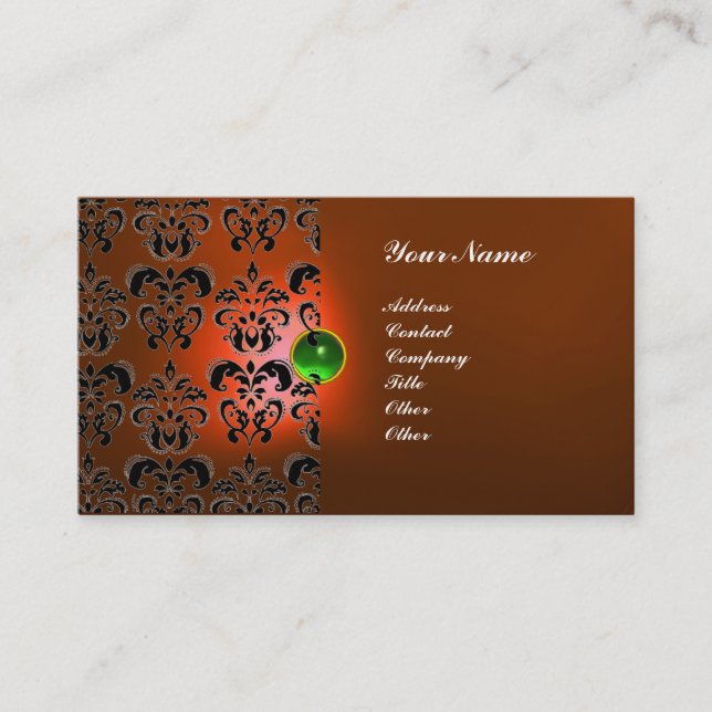 CARTÃO DE VISITA CLASSY DAMASK GEM MONOGRAM (Frente)