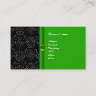 Cartão De Visita CLASSY DAMASK MONOGRAM esmerald verde