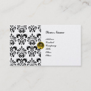 Cartão De Visita CLASSY DAMASK MONOGRAM - pérolas metálicas
