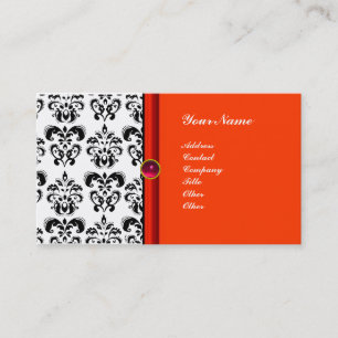 Cartão De Visita CLASSY DAMASK MONOGRAM, roxa-roxa-rosa