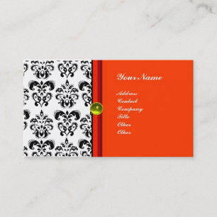 Cartão De Visita CLASSY DAMASK MONOGRAM, topaz púrpura amarela