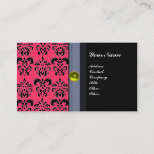 Cartão De Visita CLASSY DAMASK MONOGRAM topázio preto amarelo