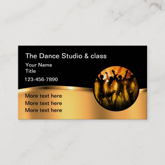 Cartão De Visita Classy Dance Studio E Lições (Frente)