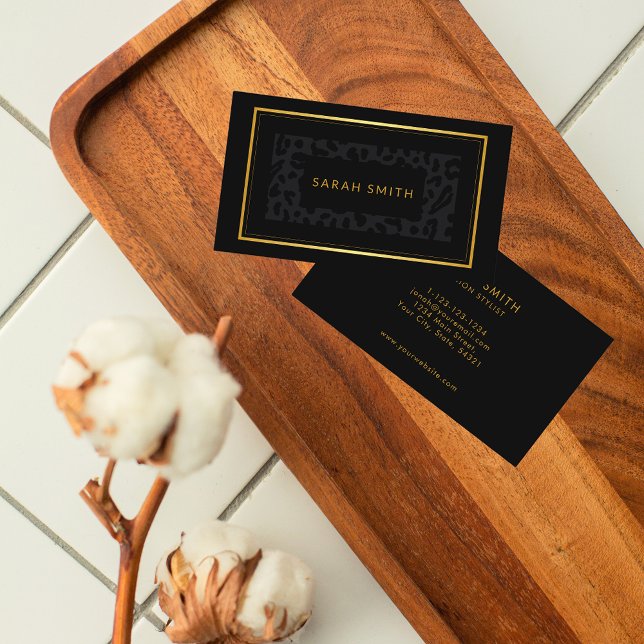 Cartão De Visita Classy Dark Animal Print Professional (Criador carregado)