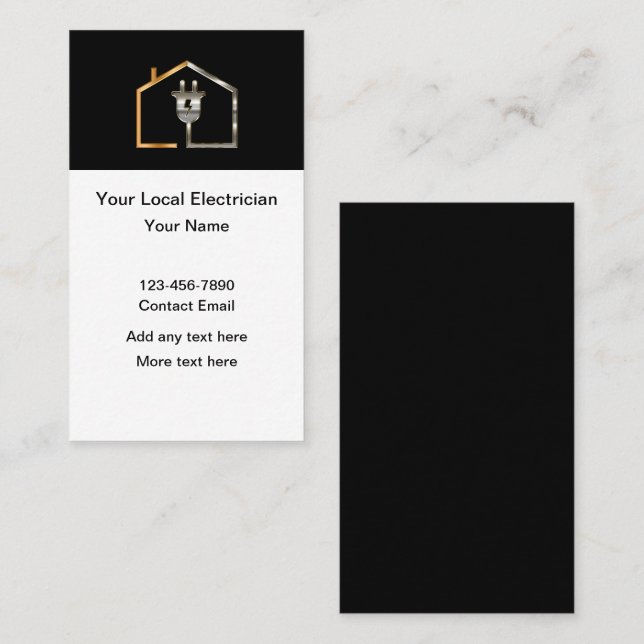 Cartão De Visita Classy Electrician Theme Vertical Business Cards (Frente/Verso)