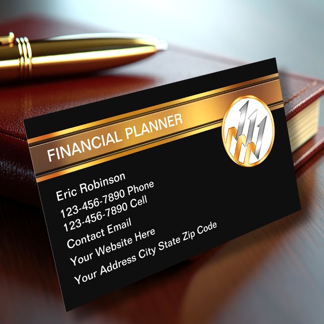 Cartão De Visita Classy Financial Planner Professional  (Criador carregado)