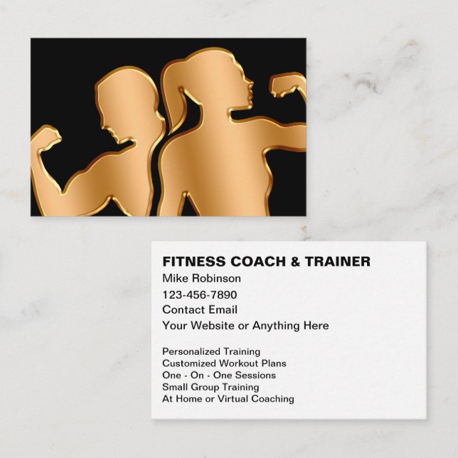Cartão De Visita Classy Fitness Coach And Trainer Upscale  (Frente/Verso)