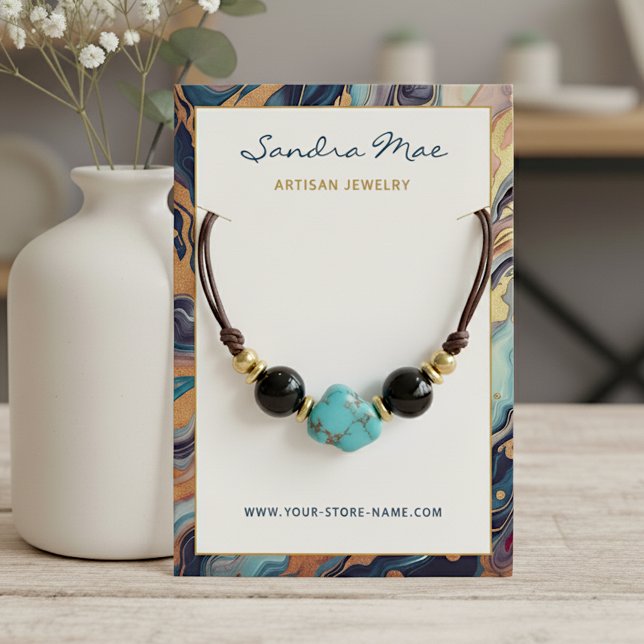 Cartão De Visita Classy Gold Glitter Marble Jewelry Display Card (Criador carregado)