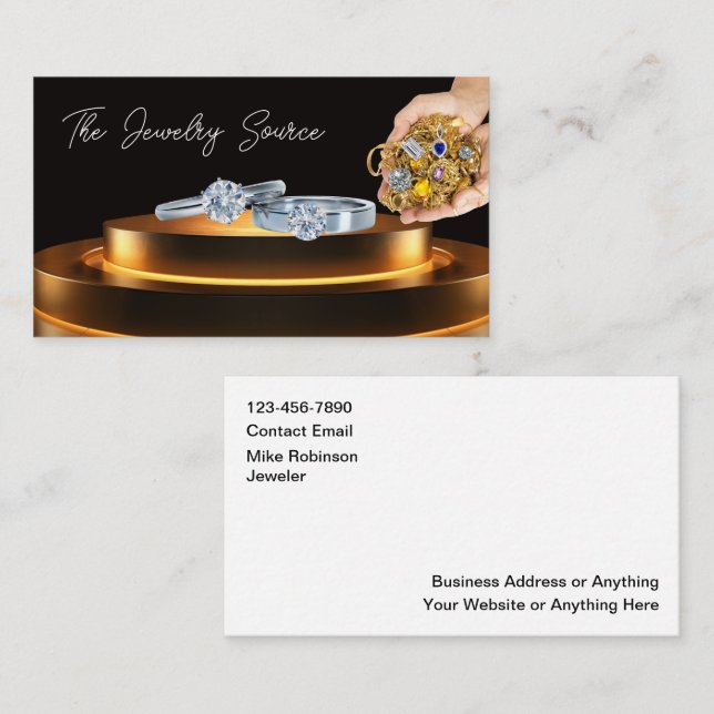 Cartão De Visita Classy Jewelry Store Business Cards Design (Frente/Verso)