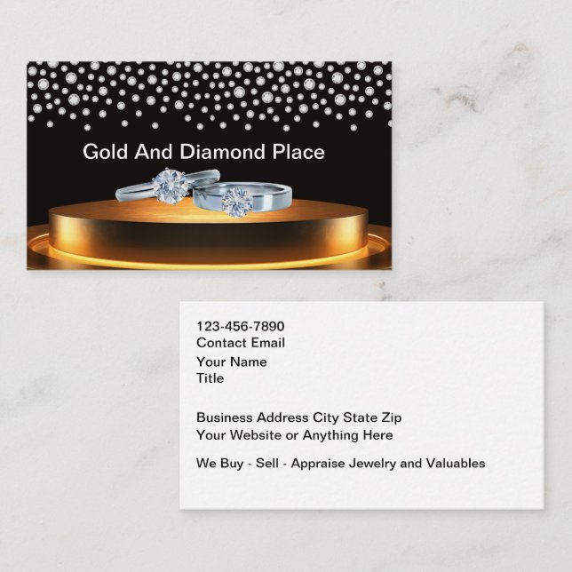 Cartão De Visita Classy Jewelry Theme Bling Business Cards (Frente/Verso)