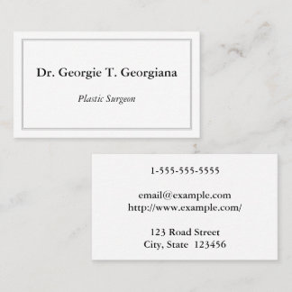 Cartão De Visita Classy & Minimal Plastic Surgeon Business Card