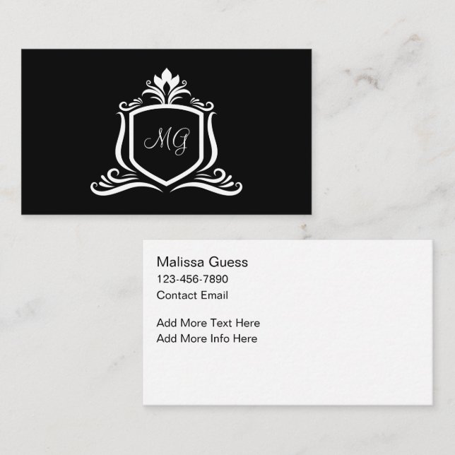 Cartão De Visita Classy Monogram Elegant Business Cards (Frente/Verso)