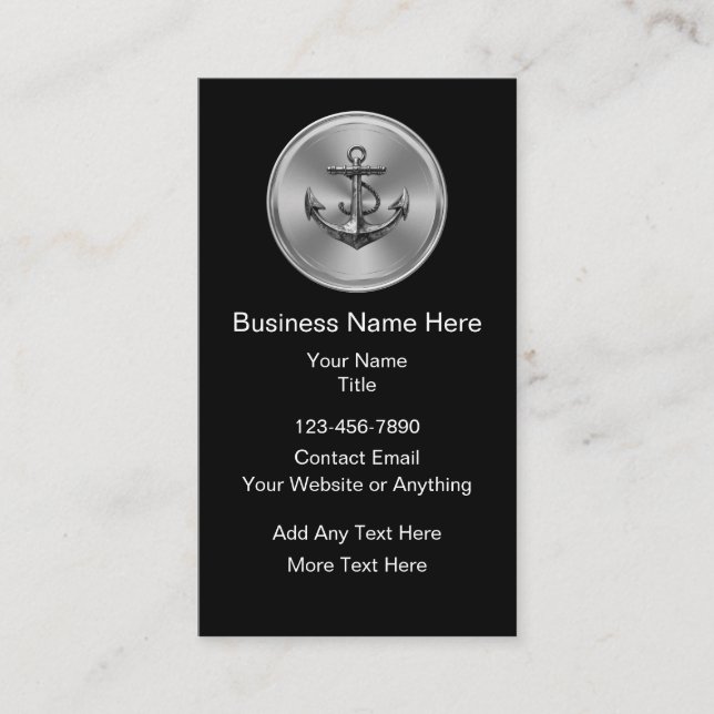 Cartão De Visita Classy Nautical Anchor Theme Business Cards (Frente)