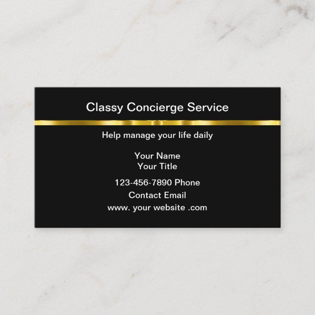 Cartão De Visita Classy Personal Concierge Business Cards Design (Frente)