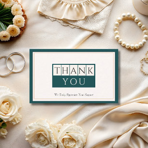 Cartão De Visita Classy Teal Ivory Obrigado