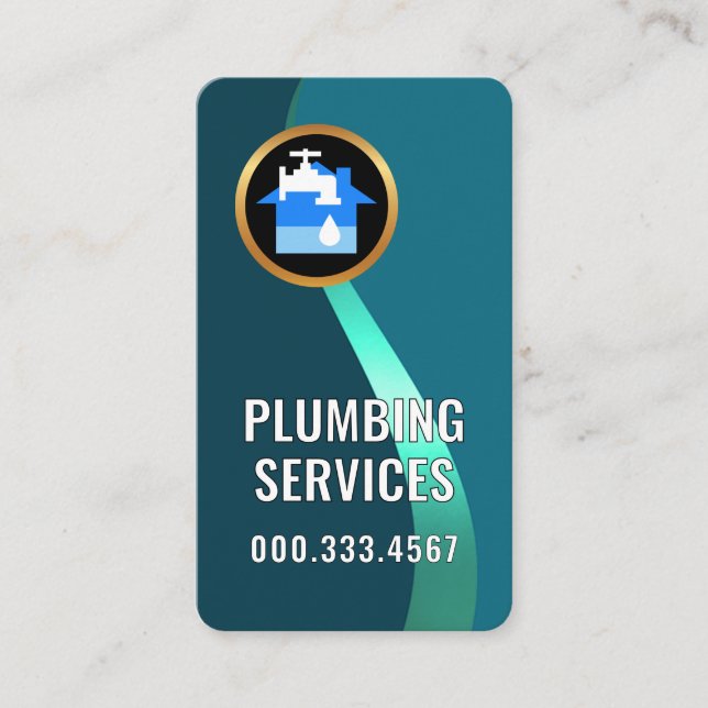 Cartão De Visita Classy Trendy Blue Water Curve (Frente)