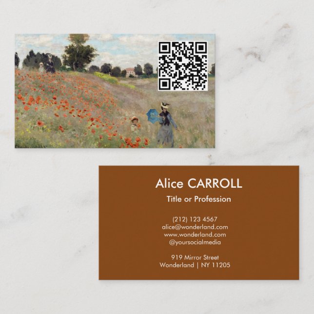 Cartão De Visita Claude Monet - Campo Poppy - Código QR (Frente/Verso)