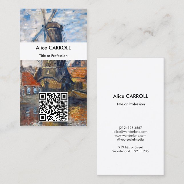Cartão De Visita Claude Monet - Moinho de vento, Amsterdã - Código  (Frente/Verso)
