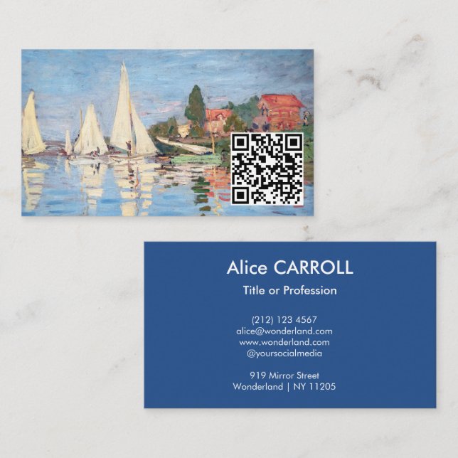 Cartão De Visita Claude Monet - Regattas na Argentina - Código QR (Frente/Verso)