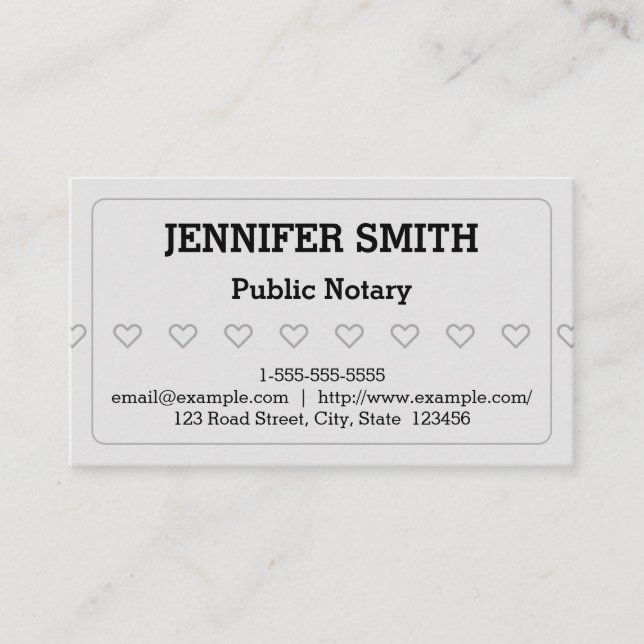Cartão De Visita Clean and Basic Public Notary Business Card (Frente)
