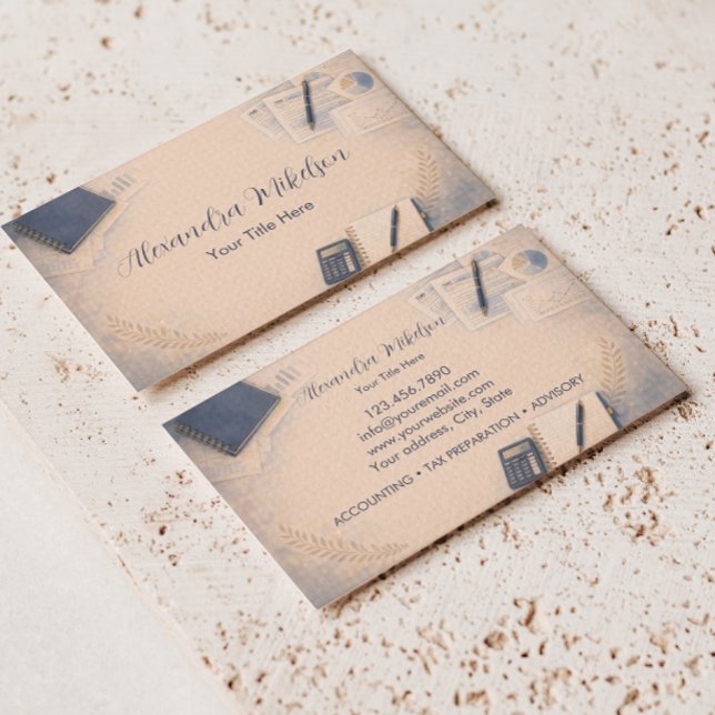 Cartão De Visita Clean Bookkeeping Office Branding (Criador carregado)