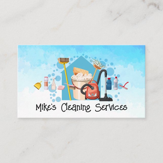 Cartão De Visita Cleaning House Services Tools | Maids  | Janitor (Frente)