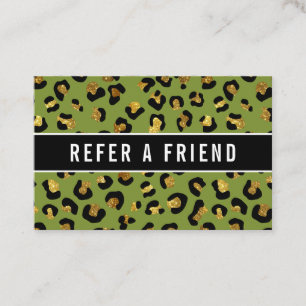 Cartão De Visita Cliente de Referência de Leopardo Verde do Salão d