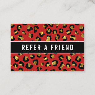 Cartão De Visita Cliente de Referência de Leopardo Vermelho com ou