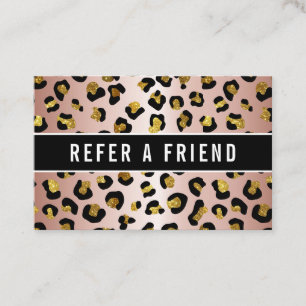 Cartão De Visita Cliente de Referência do rosa de leopardo de ouro