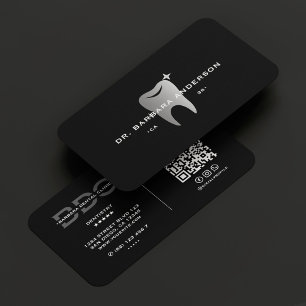 Cartão De Visita Clínica de Cosmética Dental Dentista Moderno Preto
