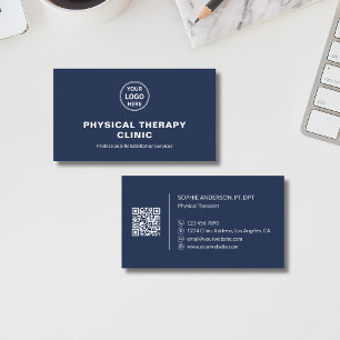 Cartão De Visita Clínica de Fisioterapia Logotipo Personalizado QR