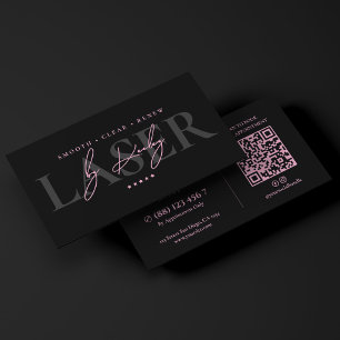 Cartão De Visita Clínica de Laser Minimal Rosa Preto