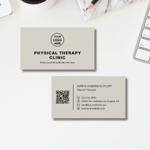 Cartão De Visita Clínica de Terapia Física Logotipo Personalizado Q