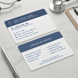Cartão De Visita Clínica Médica Médica Minimalista Azul Marinho