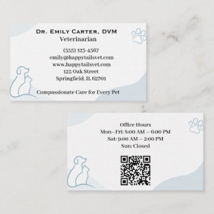 Cartão De Visita Clínica Veterinária Moderna com QR Personalizável 