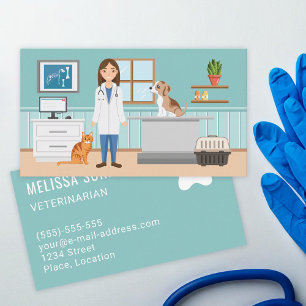 Cartão De Visita Clínica Veterinária Mulher Veterinária Médico Anim
