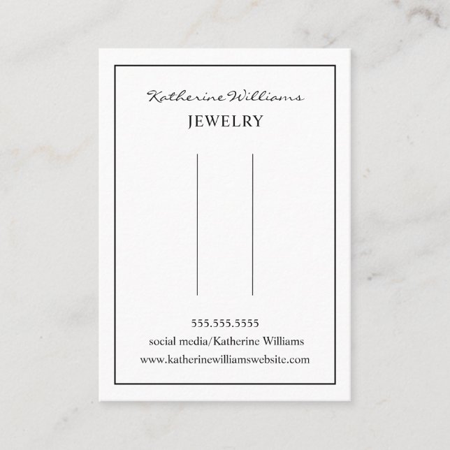 Cartão De Visita Clipe Branco Simples| Placa de Exibição Barrette (Frente)