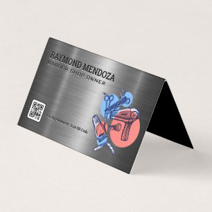 Cartão De Visita Clippers Barber Código QR Tesoura