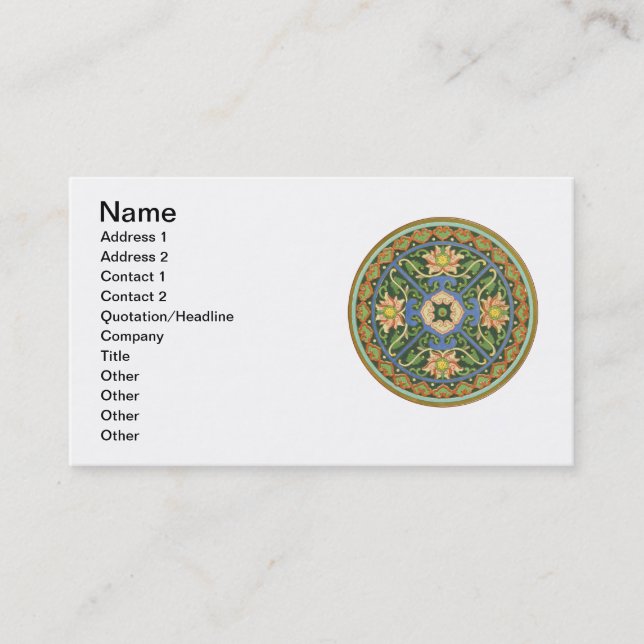 Cartão De Visita Cloisonte China Patter Asiático Oriental (Frente)