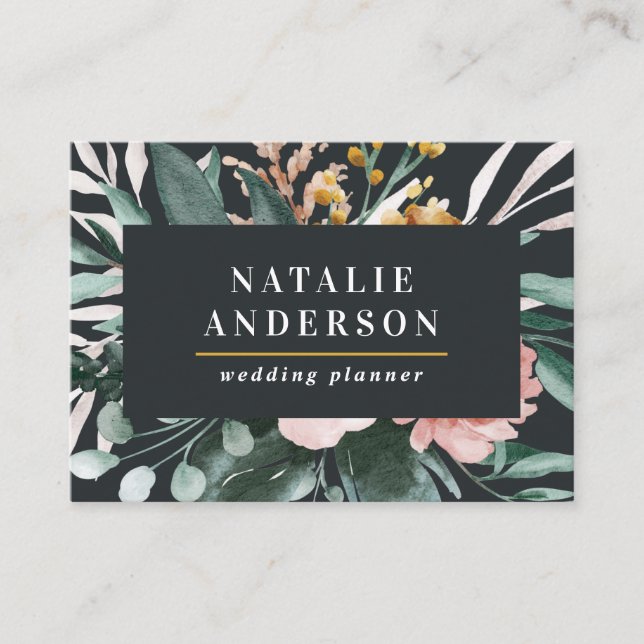 Cartão De Visita Clorideira moderna, floral e folhagem elegante (Frente)