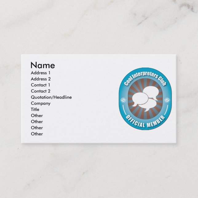 Cartão De Visita Clube legal dos intérpretes (Frente)