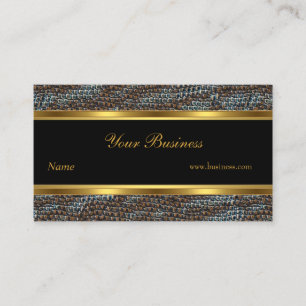 Cartão De Visita Cobra Animal Dourado Faixa Preta Elegante Chique 2