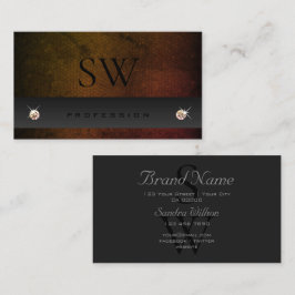 Cartão De Visita Cobra Gradiente Laranja de Cinza Escuro Chic com M