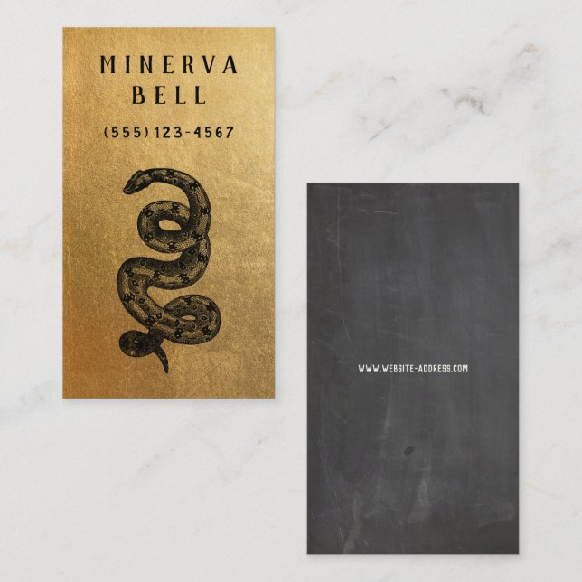 Cartão De Visita Cobra Réptil Dourado (Frente/Verso)